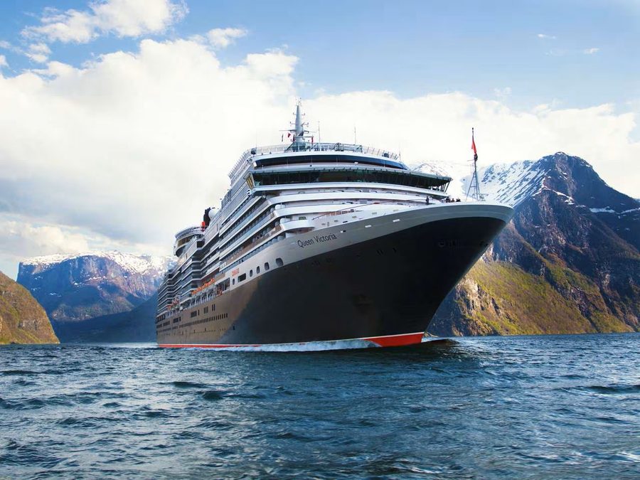 Cunard Queen Victoria near fjords