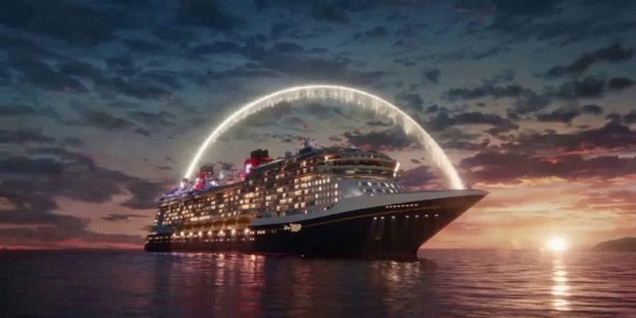 Disney Cruise Line ship at sunset