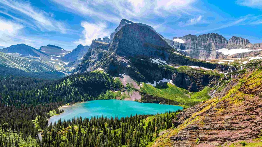 Glacier National Park mountains and lake