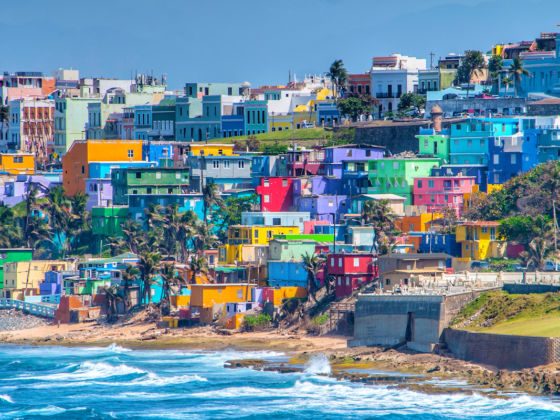 Colorful hillside houses in San Juan, Puerto Rico